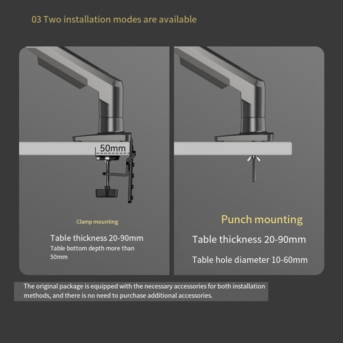 Dual Monitor Arm - A55T F160 Desktop Spring Monitor Arm