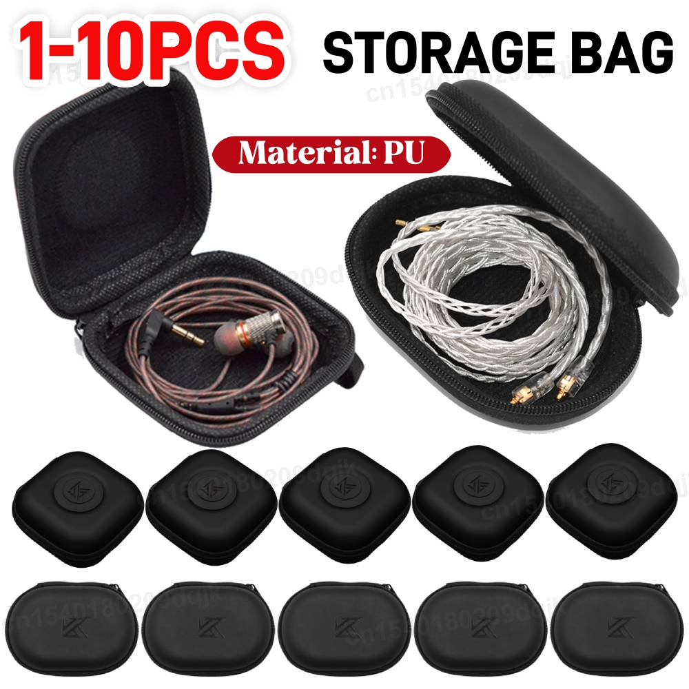 Headset Stand - 1-10PCS KZ Earphones Case PU Leather