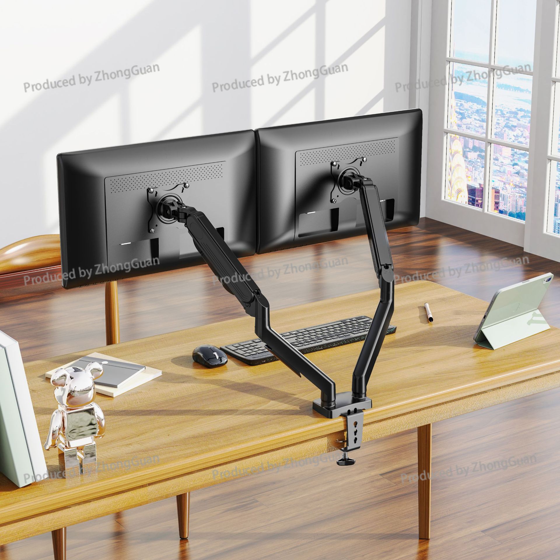 Gas Spring Dual-arm Monitor Mo - Dual Monitor Arm ulasan dan harga