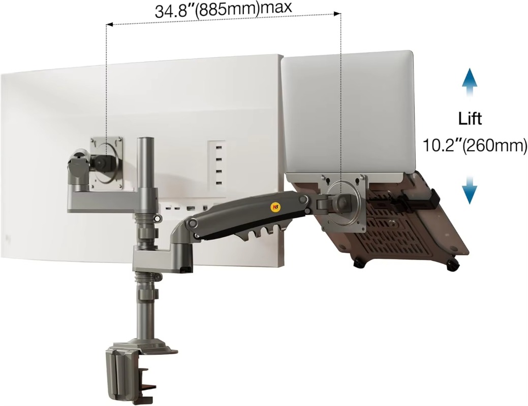 Dual Arm 2 in 1 Combo Laptop M - Dual Monitor Arm ulasan dan harga