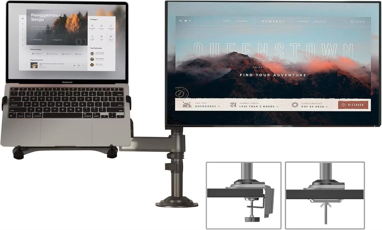Dual Arm 2 in 1 Combo Laptop M - Dual Monitor Arm ulasan dan harga