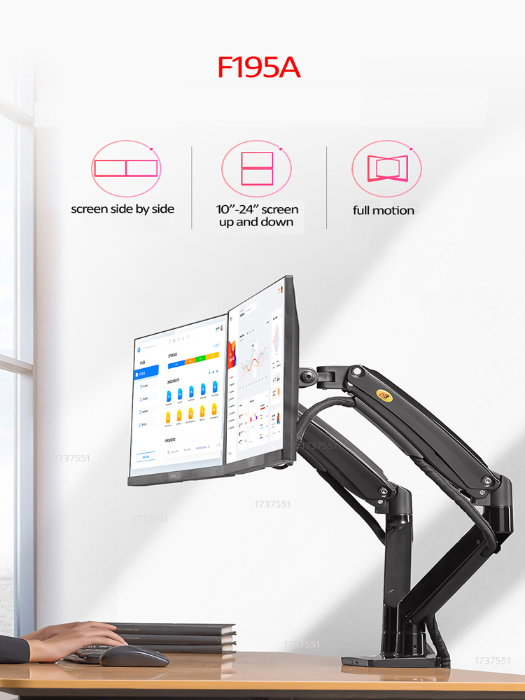 NB F195A Aluminum Gas Spring A - Dual Monitor Arm ulasan dan harga