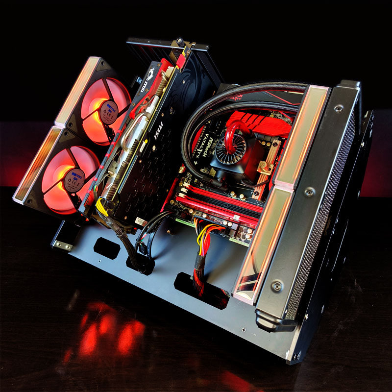 45° Open Tilt PC Case Aluminum - Pc Gaming Dell ulasan dan harga