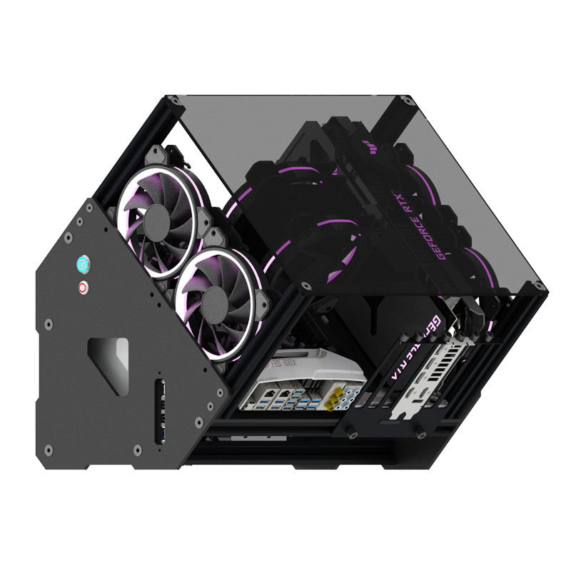 45° Open Tilt PC Case Aluminum - Pc Gaming Dell ulasan dan harga
