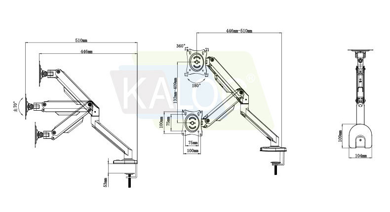 D200 2-9kg Ergonomica Dual Arm - Dual Monitor Arm ulasan dan harga
