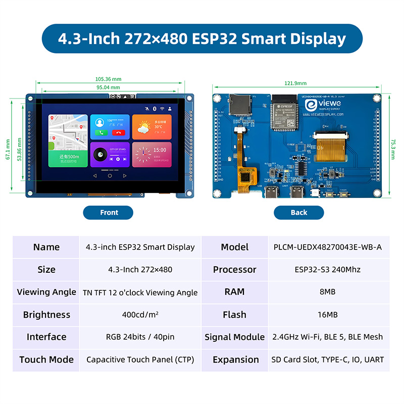 ESP32 S3 4.3 Inch 480*272 Capa - Dual Monitor Arm ulasan dan harga